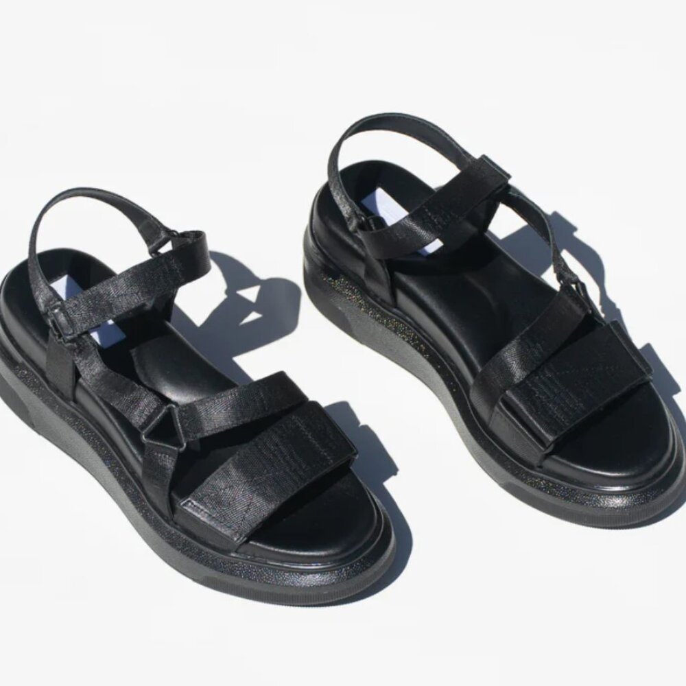Suzanne Rae Black Velcro Sandal Size 40, $120